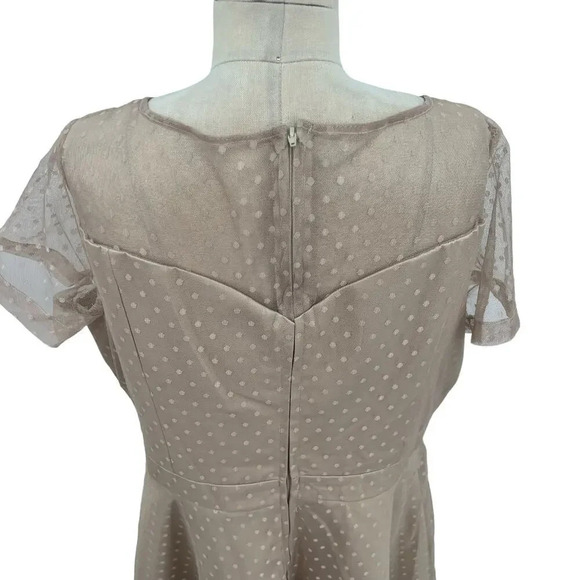 Lindy Bop Leona Almond Polka Dot‎ Mesh Prom Dress Beige Plus Size 3XL - Picture 9 of 12